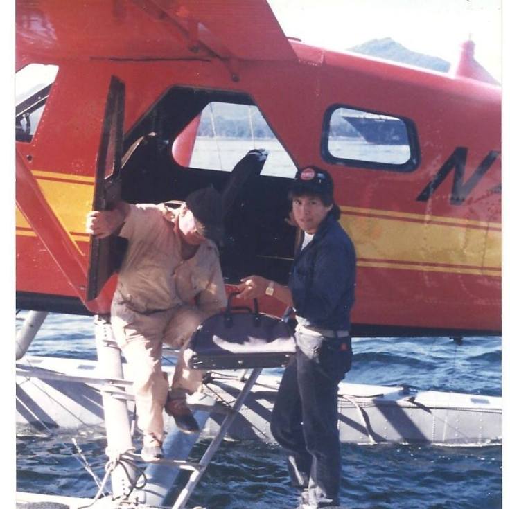 Helping my pax off the plane. Circa 1987